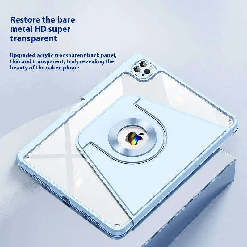 Magnetic split tablet case with pen slot and rotatable stand, PC material, mirror element, in six colours.
