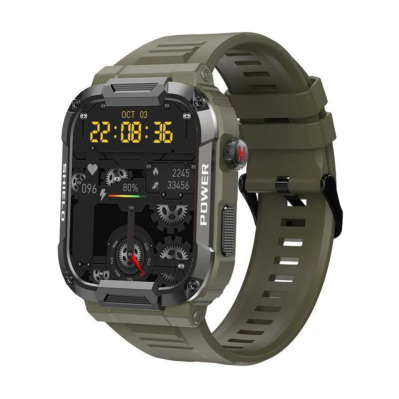 Smart three-proof watch with HD large screen, Bluetooth calling, and health sensors on a wrist