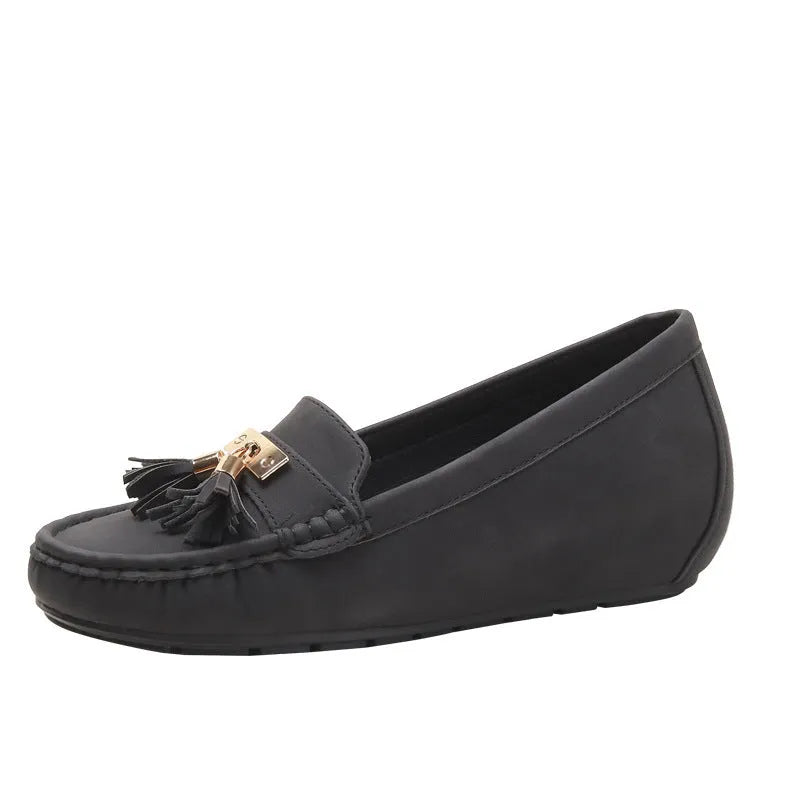 Flat heel height increasing insole casual work shoes in artificial PU with 3-5cm mid heel