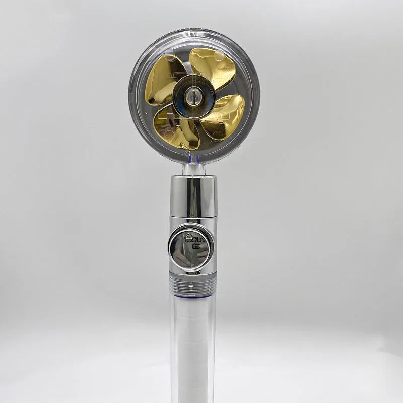 ABS water saving shower head with round head, chrome alloy finish, and 360-degree rotating joint