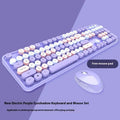 Wireless keyboard and mouse set in a mixed colour design on a desk.