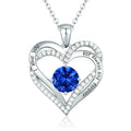 925 silver twelve birthstone pendant necklace with heart shape, rhinestones, and adjustable chain in platinum and rose gold