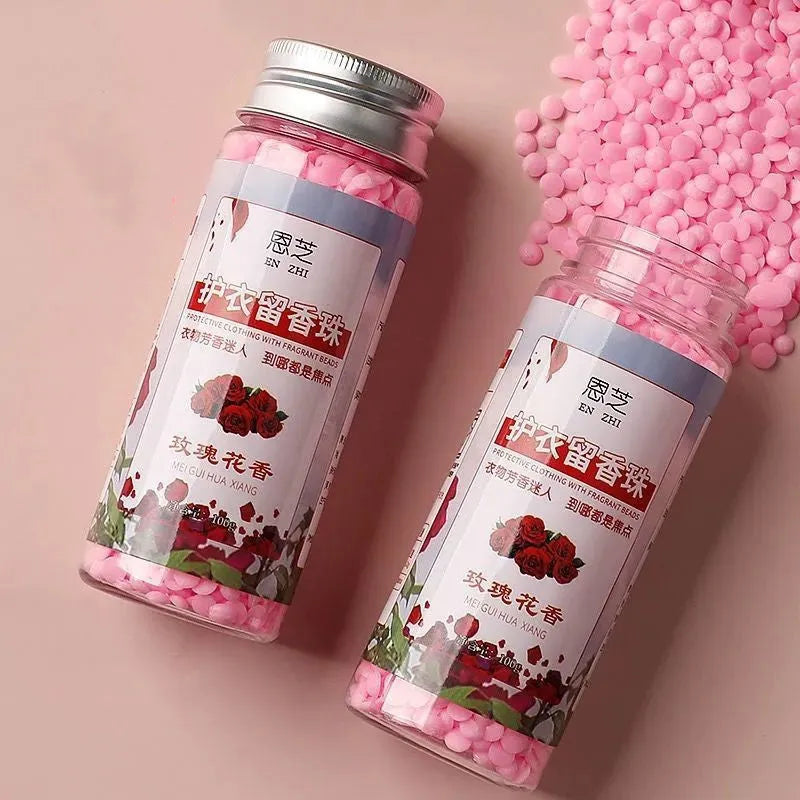 Pack of clothing fragrance beads with long lasting scent, available in five colour-coded fragrances