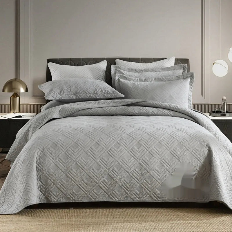 Double-sided pure cotton bed cover set in Damascus pattern with sheet and quilt cover for 2.0m bed