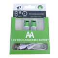 AA and AAA rechargeable lithium batteries with USB charging cable, 1.5V, 2600mWh and 750mWh capacity
