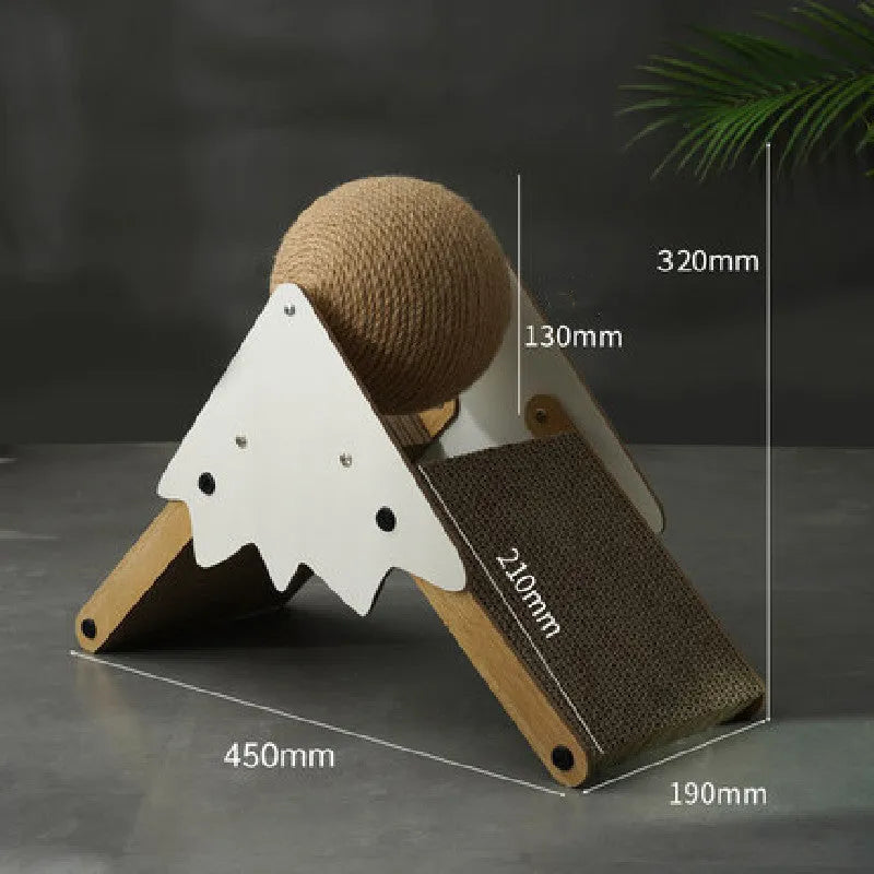 Cat grasping ball toy sisal scratch board 45x20x35cm simple style snow mountain colour