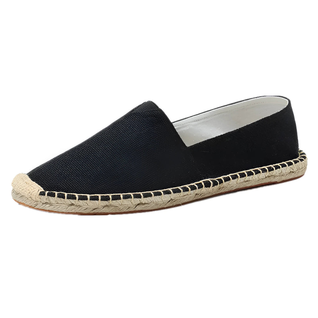 Canvas slip-on fisherman shoes in solid colour with elastic band and round toe for men and women