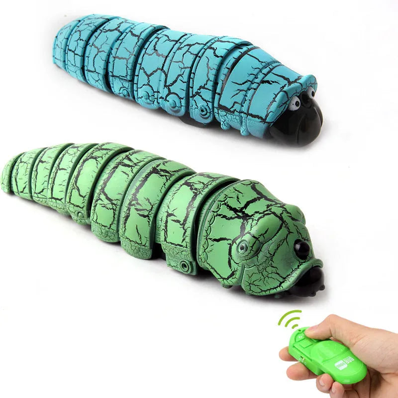 Infrared remote control caterpillar toy with realistic crawling action and built-in lights, in blue