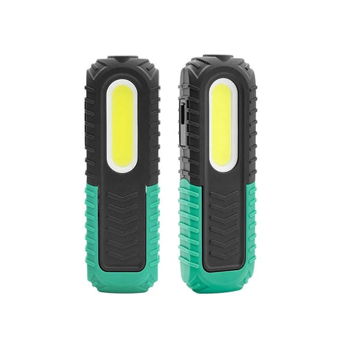 Black and green auto repair work light with PET coating for drop resistance