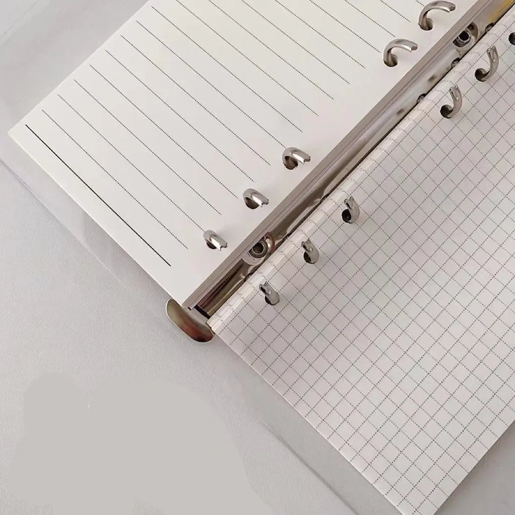 A6 loose-leaf notebook with heart designs showing Apple bear pattern, 80 sheets, 6-hole binder format