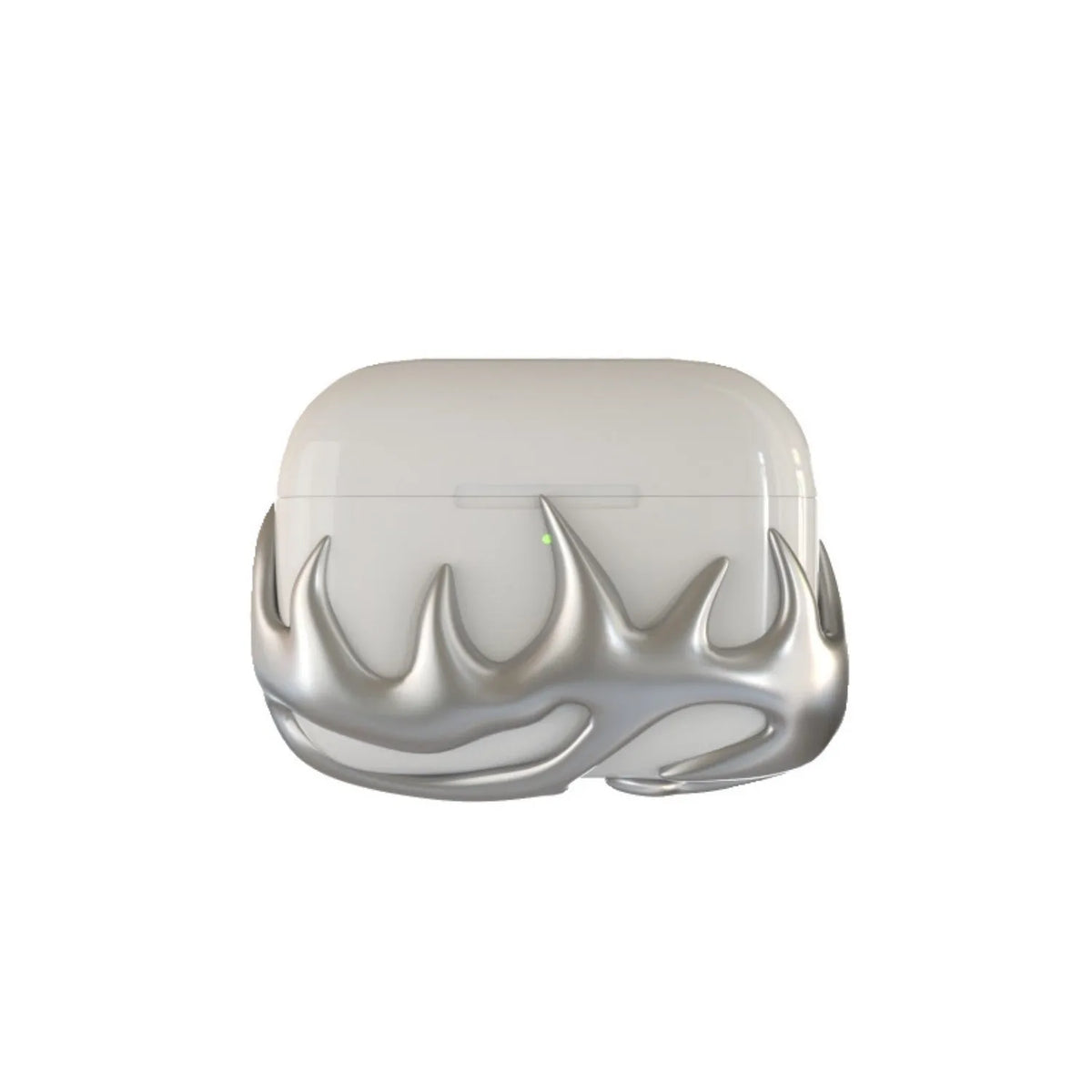 3D printed resin Bluetooth headphone shell in silver flame colour for AirPods Pro