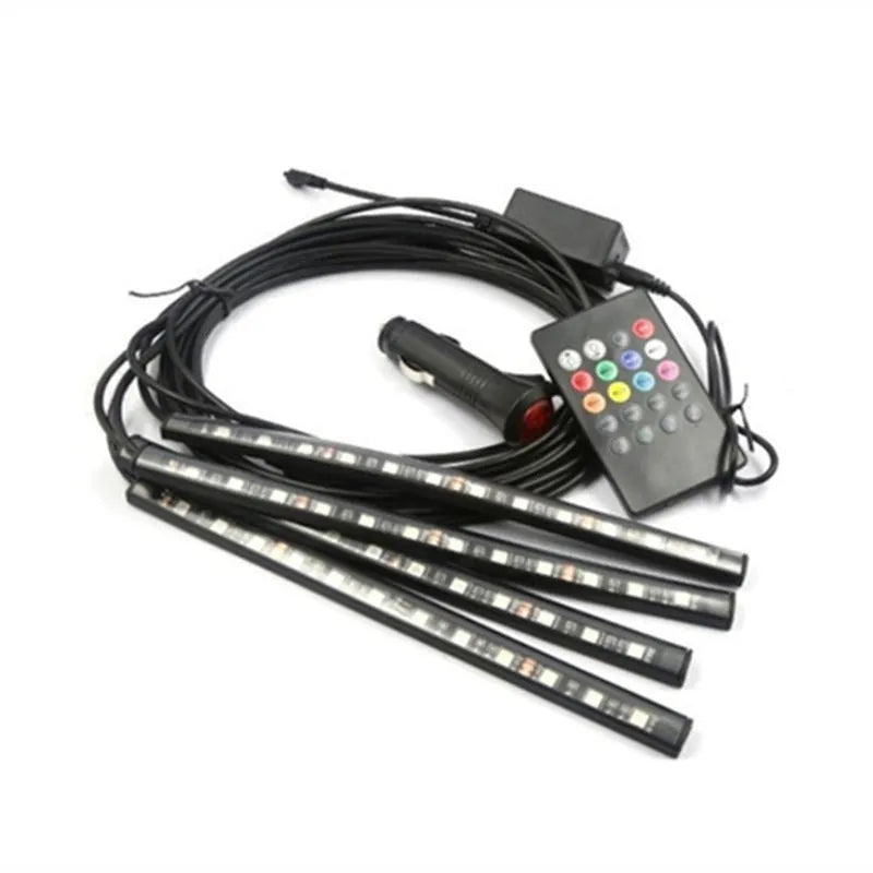 USB Car Interior Atmosphere Light Music Rhythm Voice Control 12V 5V Ambient Strip with App Remote Sound Control for General Vehicle Interior Modification Colourful LED Lighting