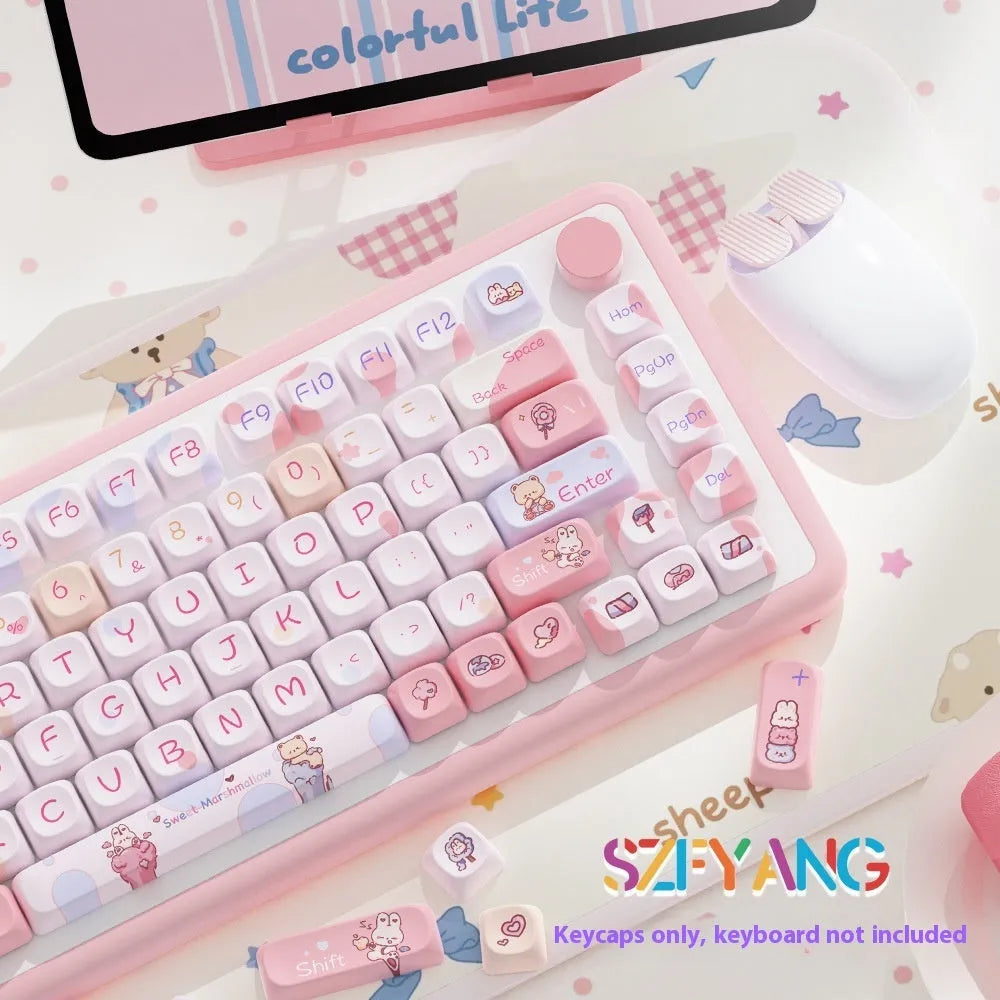 Sweet Cotton Candy colour mechanical keyboard key cap set in a package.