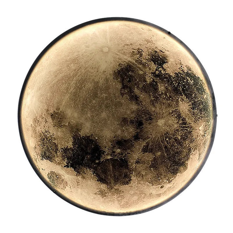 Moon wall lamp in modern lunar design, 24cm to 120cm diameter, 220V LED for bedroom bedside