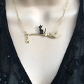 Black cat zodiac pendant necklace in alloy with gold or silver plating options
