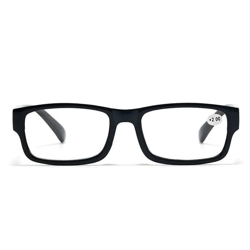 Full border black reading glasses with PC frame and resin lenses for adults, 450 to 600 degrees