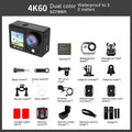 Waterproof 30m true 4K riding camera with EIS six-axis anti-shake, wide angle lens, dual colour screen, ABS body