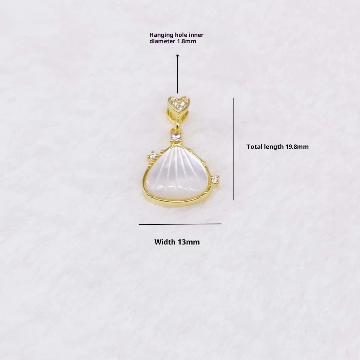 Copper plated 18K gold pearl shell DIY charm pendant in diamond skirt shape for jewellery making