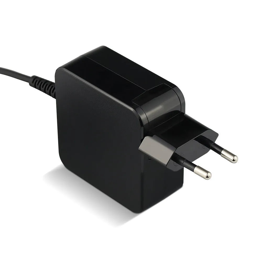 Black Hua 45W laptop power adapter with attached DC connector and charging cable.