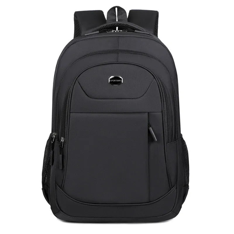 Oxford cloth college backpack with multi-layer compartments in black, blue, green, or red