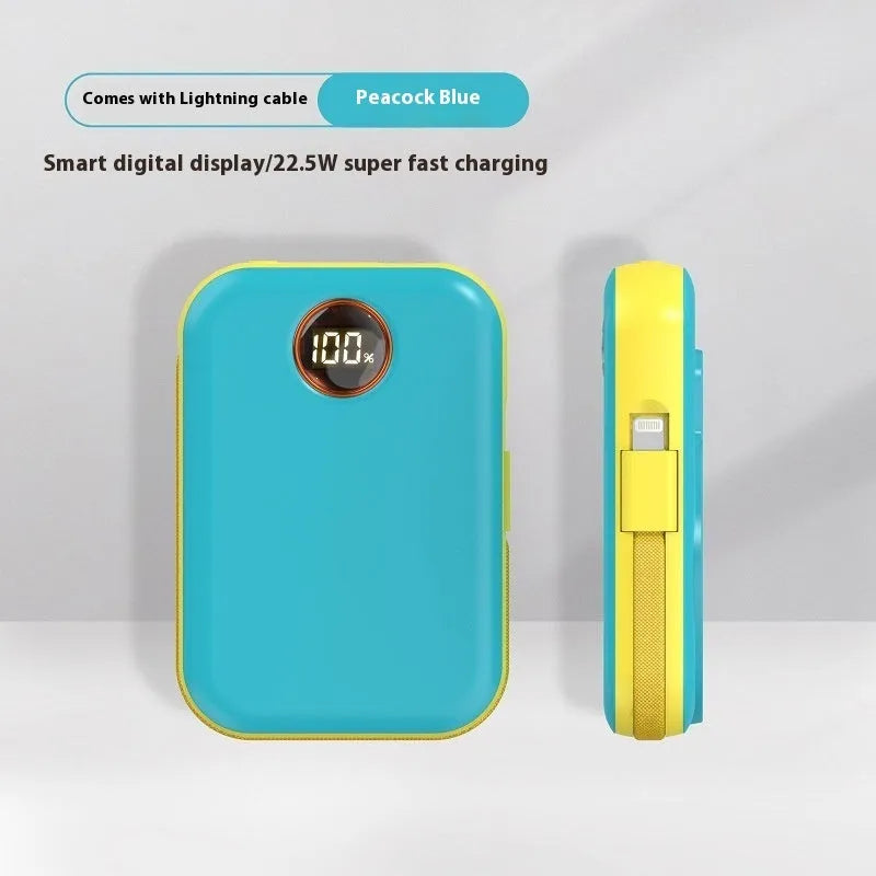 Magnetic wireless power bank with digital display in plastic shell, black, 10000mAh, compact size