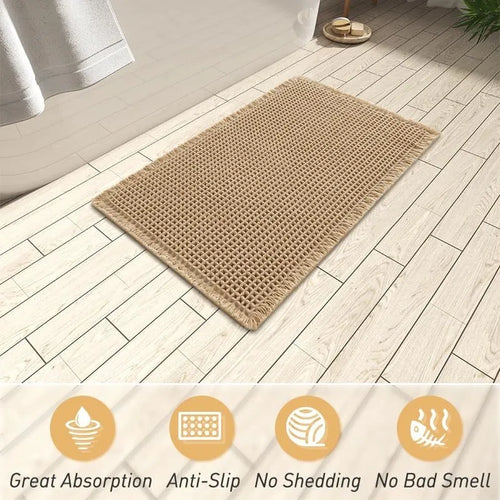 Checkered pattern non-slip bathroom floor carpet in a choice of colours and sizes