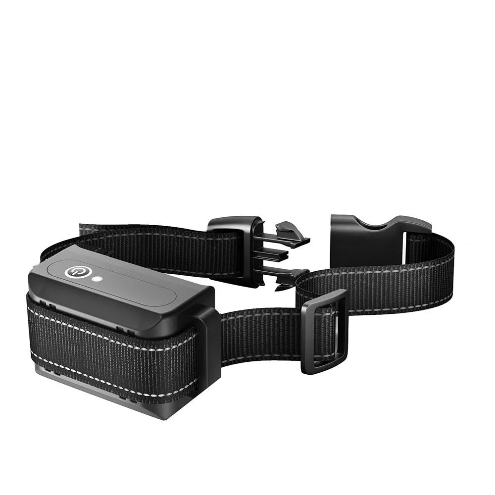 Yellow ABS automatic bark stopper collar for dog training on white background