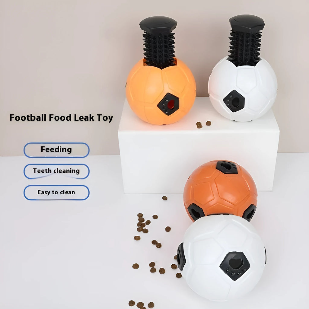 Orange and white TPR rubber dog ball toy for teeth grinding and nibbling