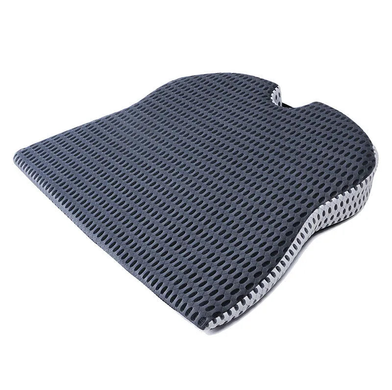 Memory foam seat cushion with fixed strap in regular size on car seat