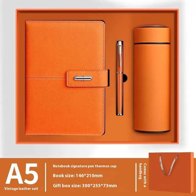A5 notebook with PU leather cover in multiple colour options including red, green, blue and black