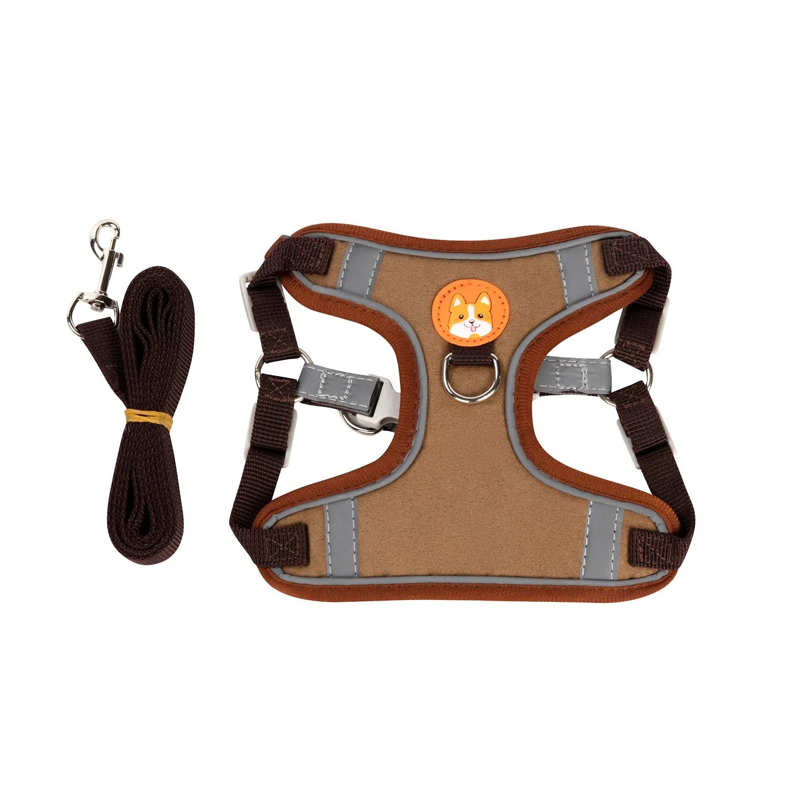 Adjustable dog harness and leash set in assorted colours with a chest strap.