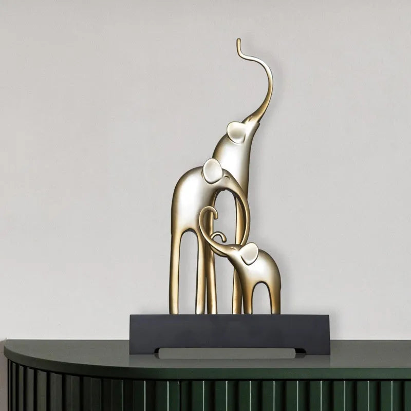 European-style elephant decorative figurine in resin and plastic with metallic or painted finishes