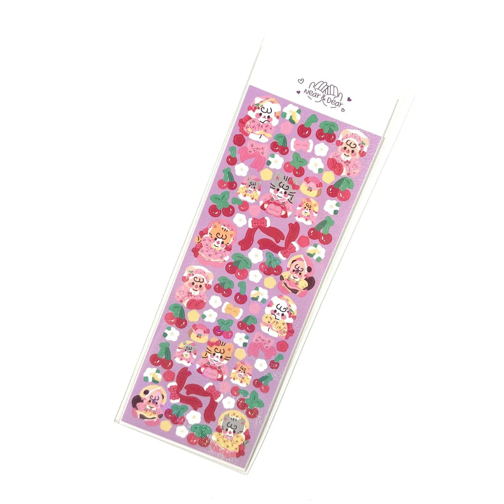 Cartoon animal PET sticker sheet 6.5 x 17.5cm in Korean style for hand account and journal decoration