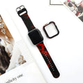 Colourful printed silicone watch strap for Apple Watch in sizes 38mm, 40mm, 42mm, and 44mm.