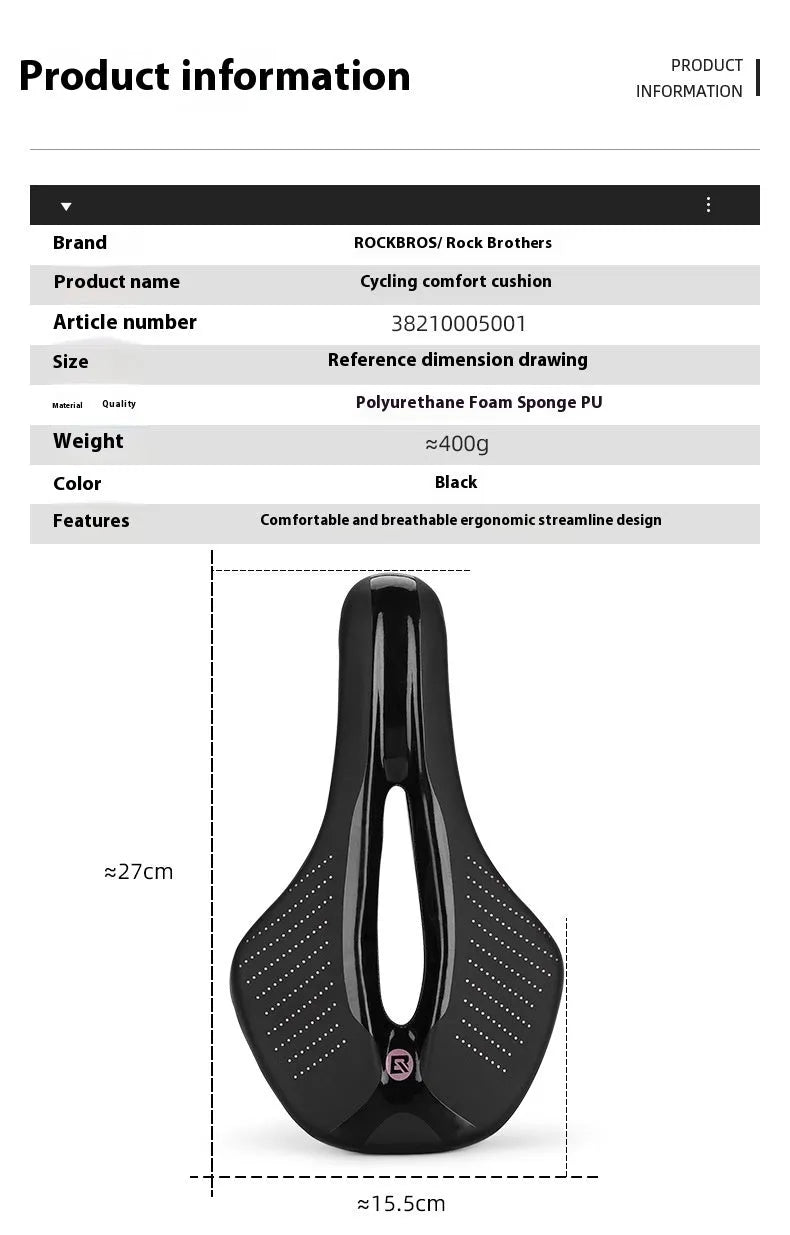 Medium black and pink mountain bike seat cushion with PU foam padding