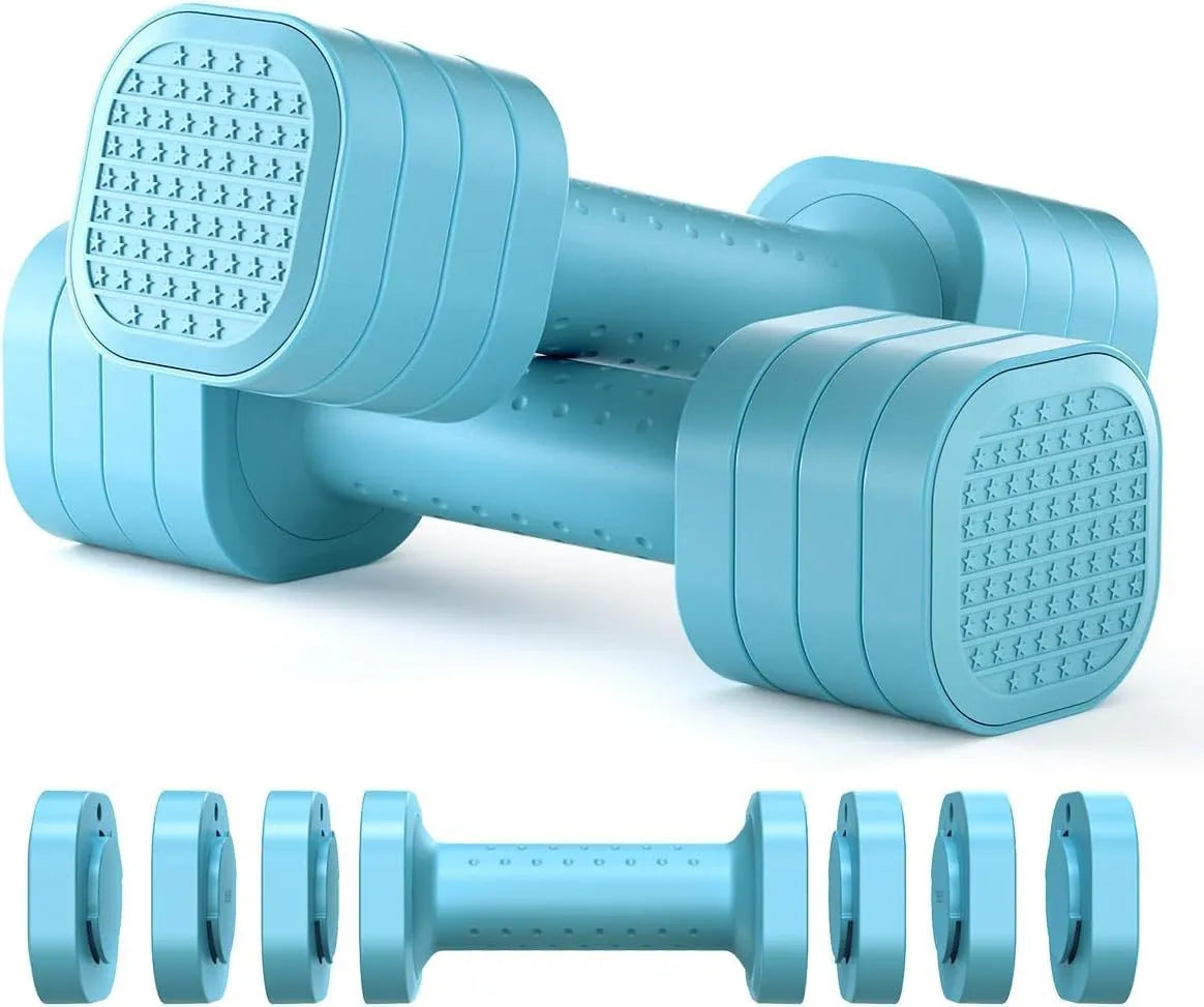Women's detachable dumbbell set in four colour options with 5lb adjustable weights