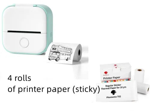 Phomemo T02 portable mini thermal label printer in white with Bluetooth and inkless printing, 87mm x 90mm x 40mm