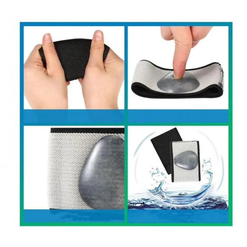 Elastic arch support bandage for flat feet with heart-shaped PU pad in two colour styles.