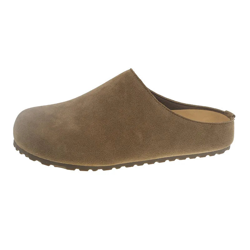 Korean style outdoor slippers with square toe holder in microfiber with PU sole