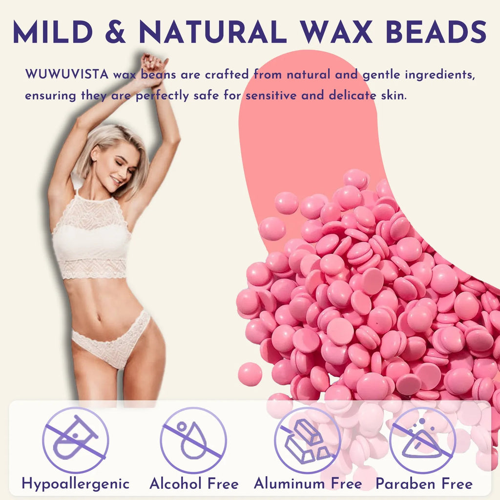 29-piece hard wax hair removal kit with compact warmer, wax beads, sticks and aftercare products