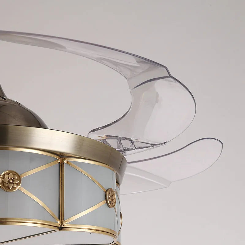 Gold ceiling fan light with invisible blades and remote control for living room