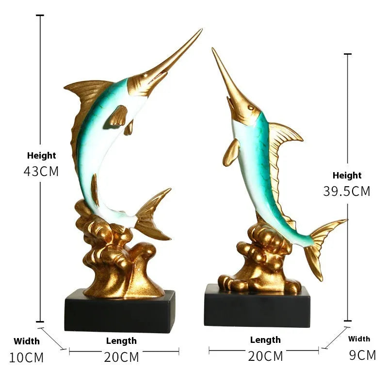 European style swordfish decorative craft ornament in plastic and resin materials