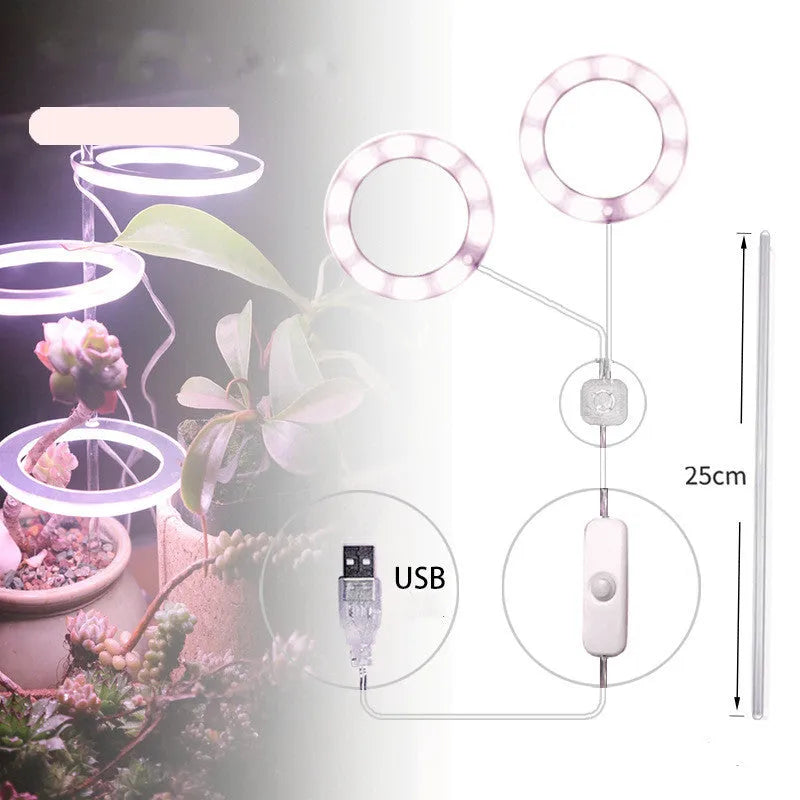 USB LED plant grow light with transparent PC and aluminium housing on a 25cm acrylic stick.