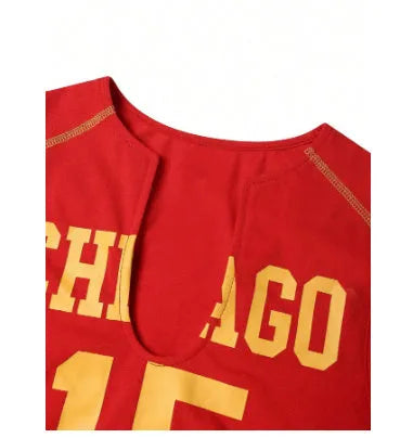 Hollow red sleeveless sports vest with 3D effect digital print, loose fit, polyester fabric, strapless shoulders