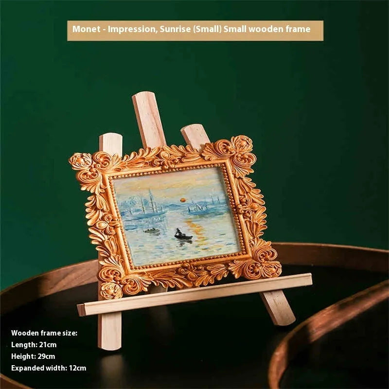 DIY oil painting kit showing epoxy pottery base, propylene pigments and brushes for creating famous art reproductions