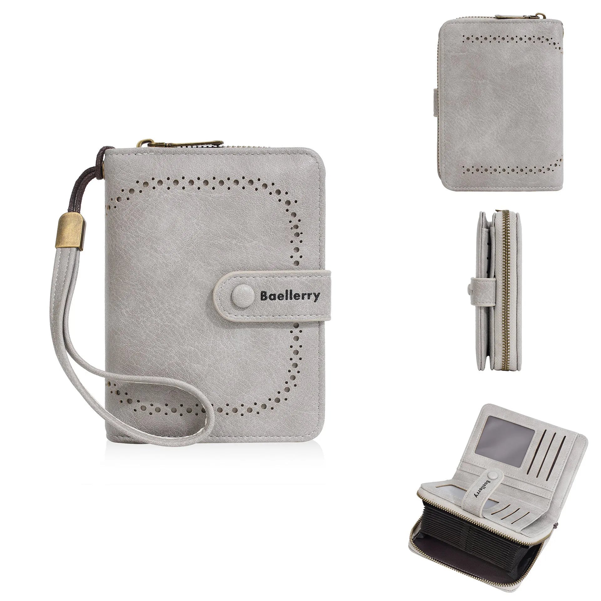 Women's zipper coin purse in multiple colours showing card slots and coin compartment