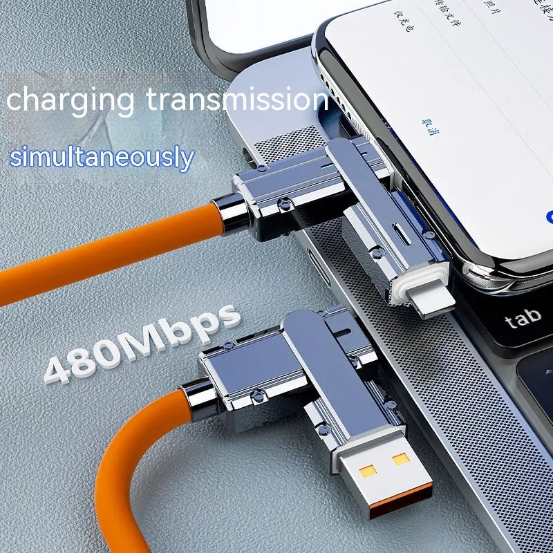 Orange fast charge cable 1m with zinc alloy connector for mobile phones