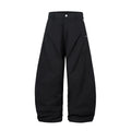 Men's black pleated wide-leg casual trousers made from cotton fabric