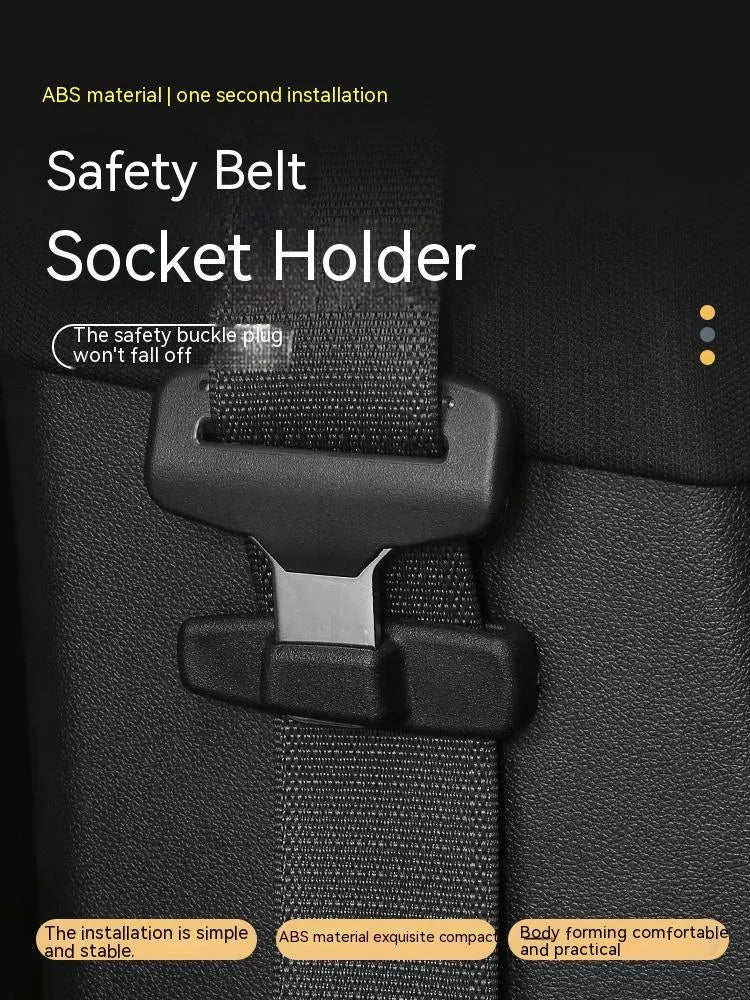 Black ABS plastic car seat belt stopper clip set with two pieces in OPP packaging