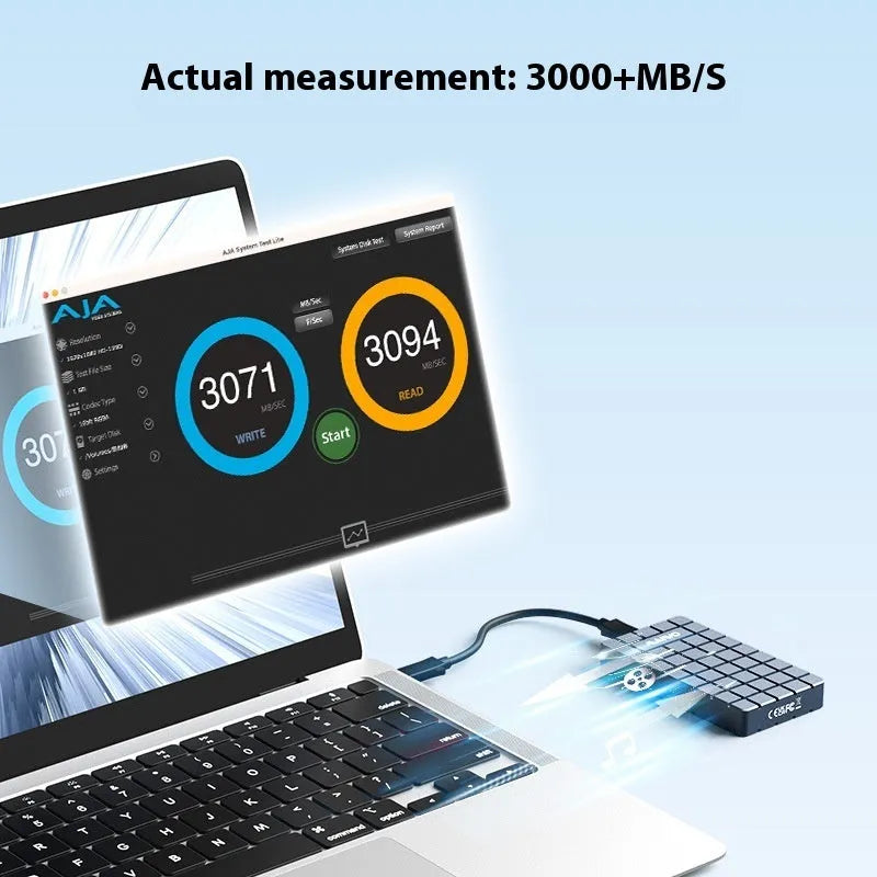Aluminium USB4 hard disk enclosure for NVMe SSD measuring 50×118×13mm